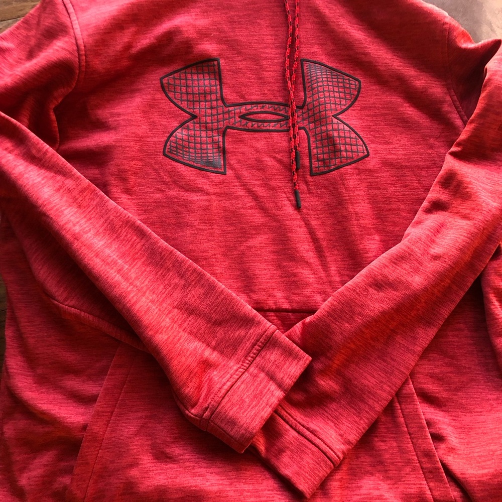 Under Armour Red Heather Pullover Hoodie with Black Logo